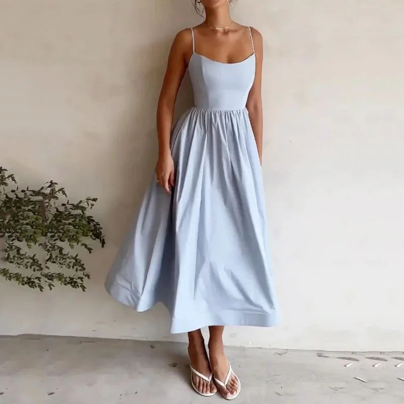 Abito Lungo Scollo U – Eleganza al Naturale